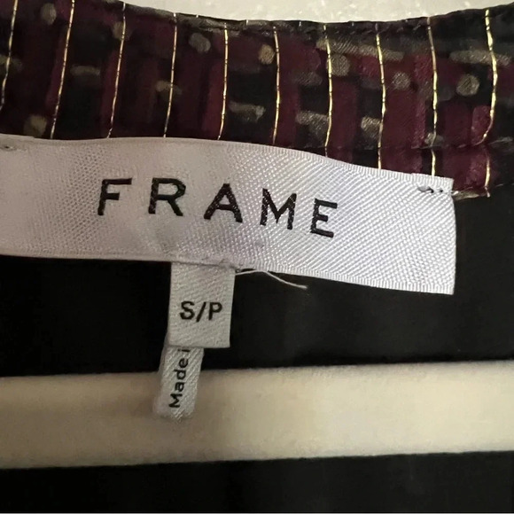 Frame Paisley‎ Metallic Silk Long Sleeve Mini Dress Size Small - Picture 13 of 15